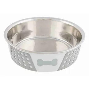 Nerezová miska so silikónovým opláštením, bielo/sivá 1,4 l/ o 21 cm